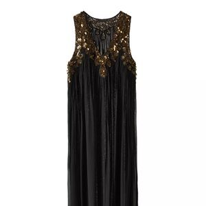 Zara pleated sequin Georgette Dress. Brand new with tags, size L